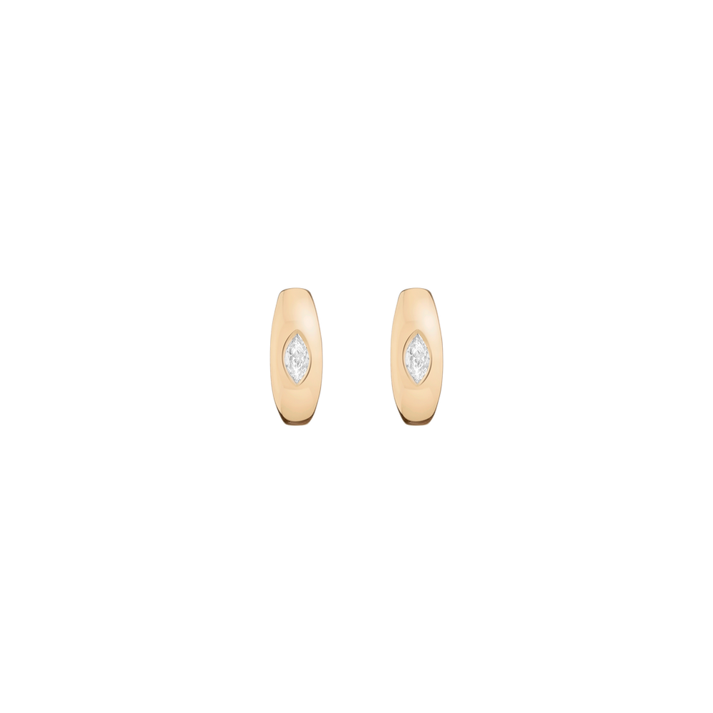 Chunky Lab Grown Diamond Marquise Huggie Earrings