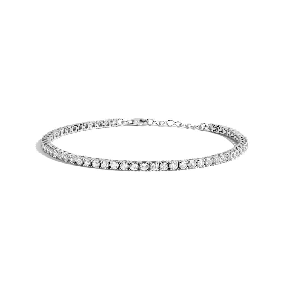 Lab Grown White Sapphire Tennis Anklet