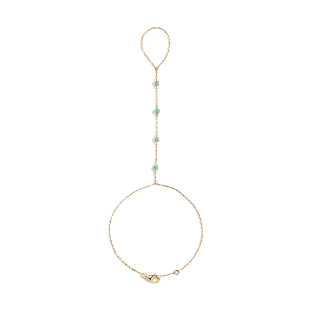 Aurate x Frye: Turquoise Station Hand Chain Bracelet