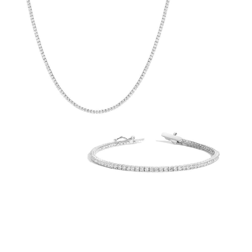 Lab Grown White Sapphire Tennis Set