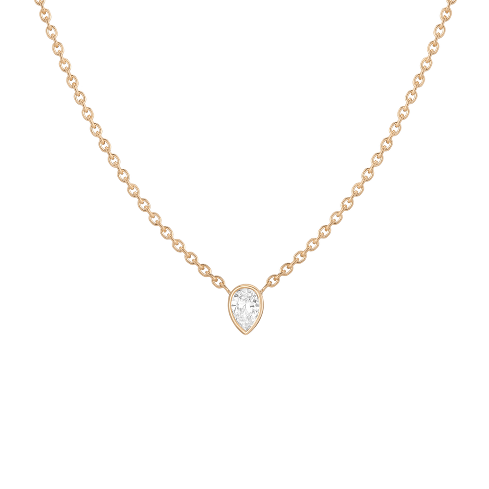 XL Lab Grown Diamond Pear Bezel Necklace