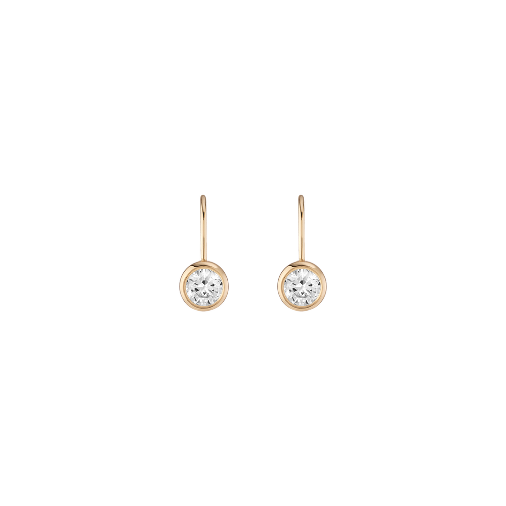 Round Lab Grown Diamond Bezel Drop Earrings