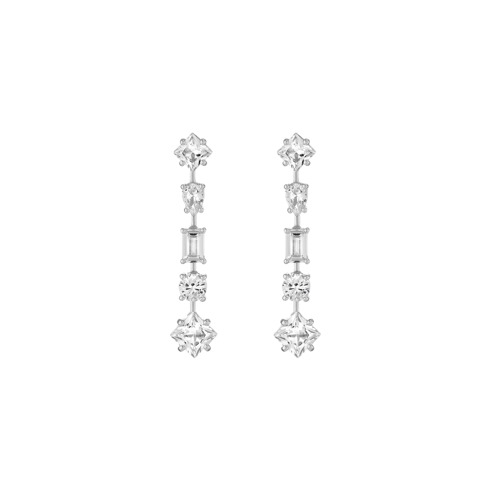 Lab Grown White Sapphire Mosaic Tennis Earrings
