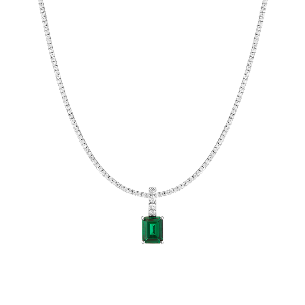 7ct Emerald Tennis Charm Necklace Set
