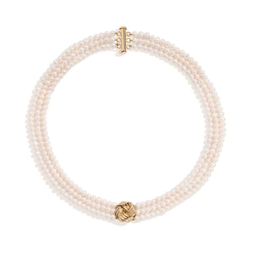 Aurate x Marilyn Monroe: Gold Knot Pearl Necklace