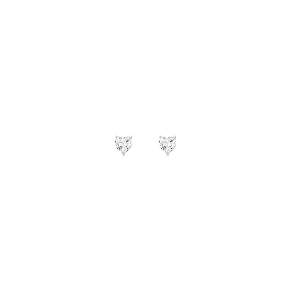 Lab Grown White Sapphire Heart Stud Earrings