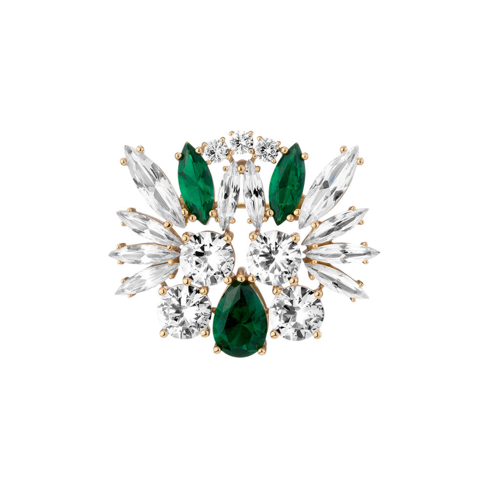 Lab Grown Green Emerald Teardrop Brooch