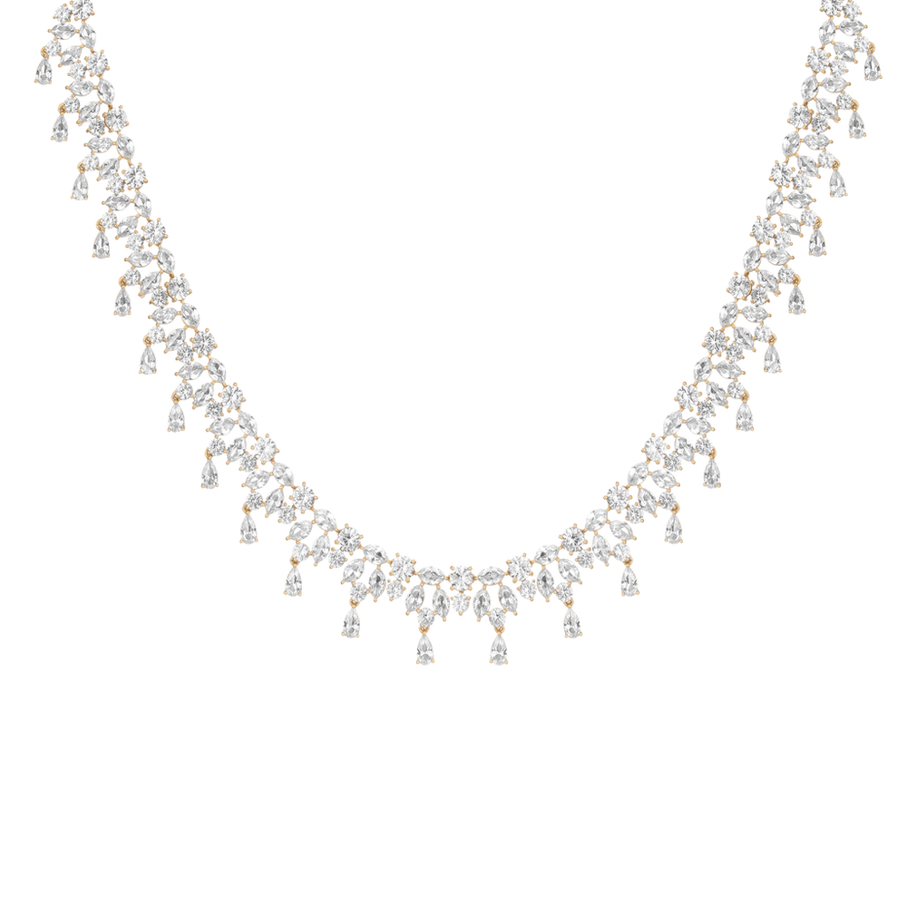 Lab Grown White Sapphire Teardrop Tennis Necklace