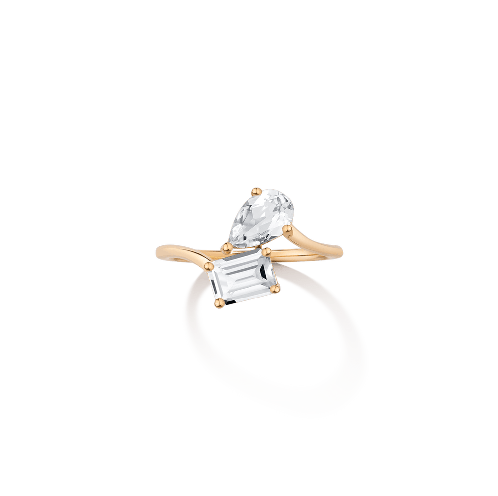 Toi et Moi Gemstone Heirloom Ring - White Topaz & White Topaz