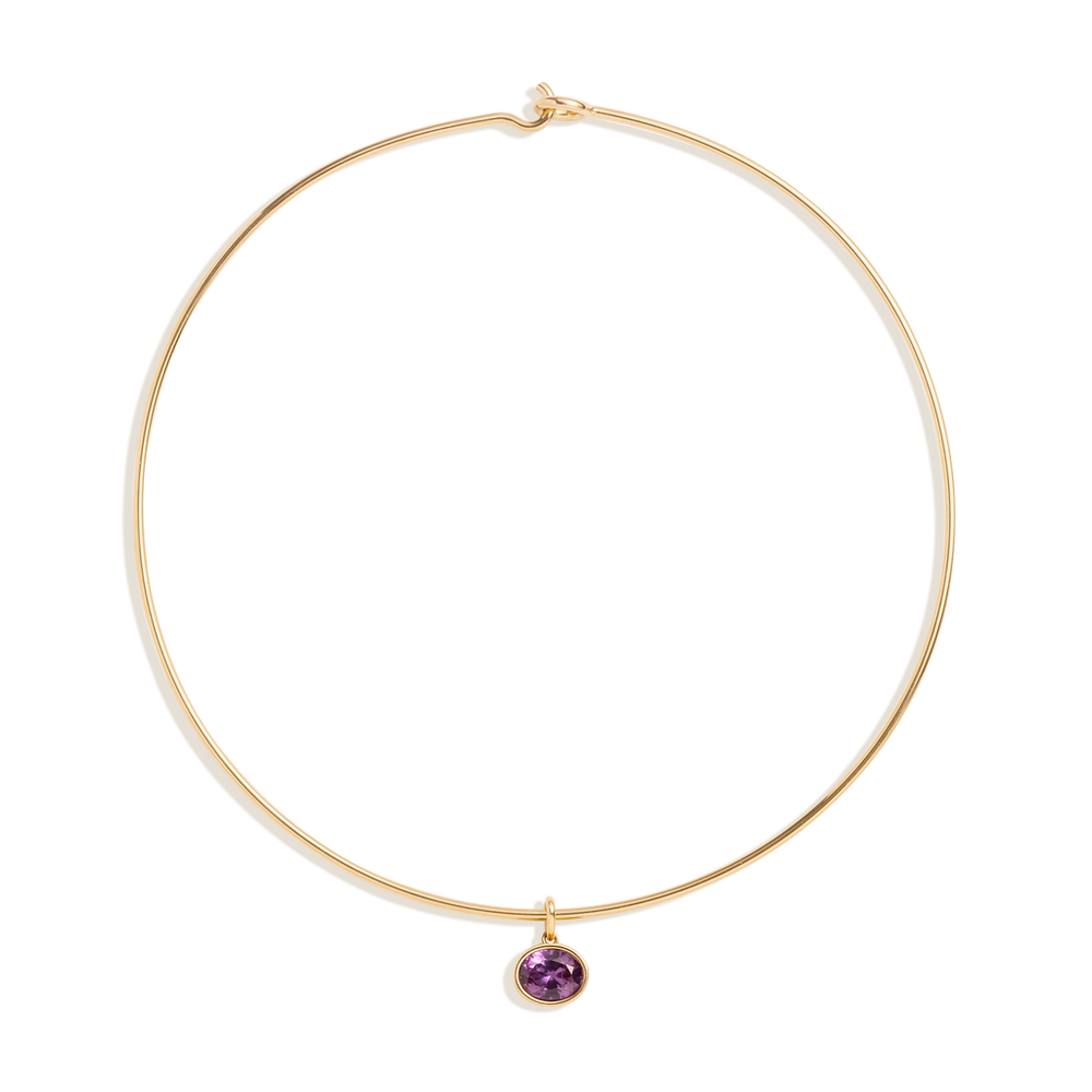 Lab Grown Amethyst Oval Pendant Collar Necklace