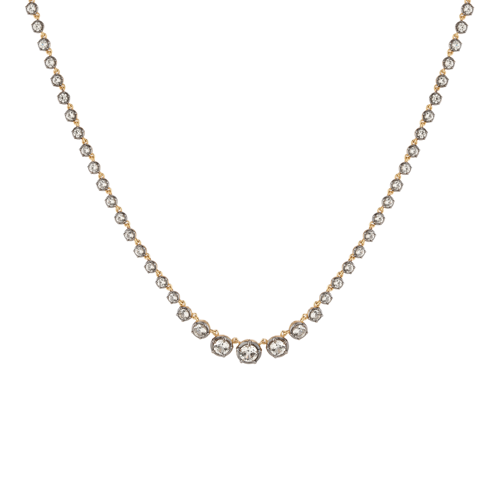 Black Rhodium Graduated Georgian Tennis Necklace