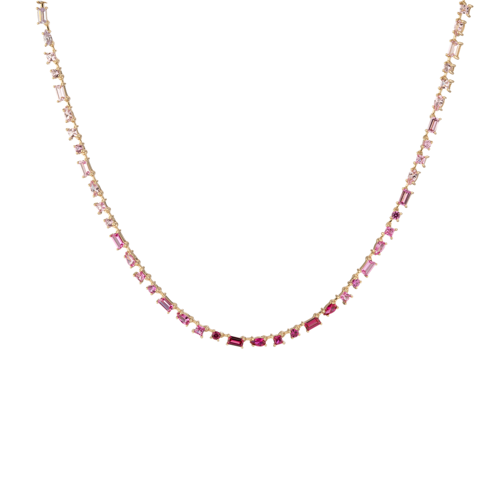 Pink Ombré Mosaic Tennis Necklace