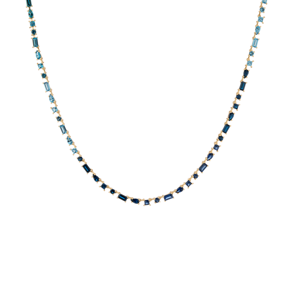 Blue Ombré Mosaic Tennis Necklace