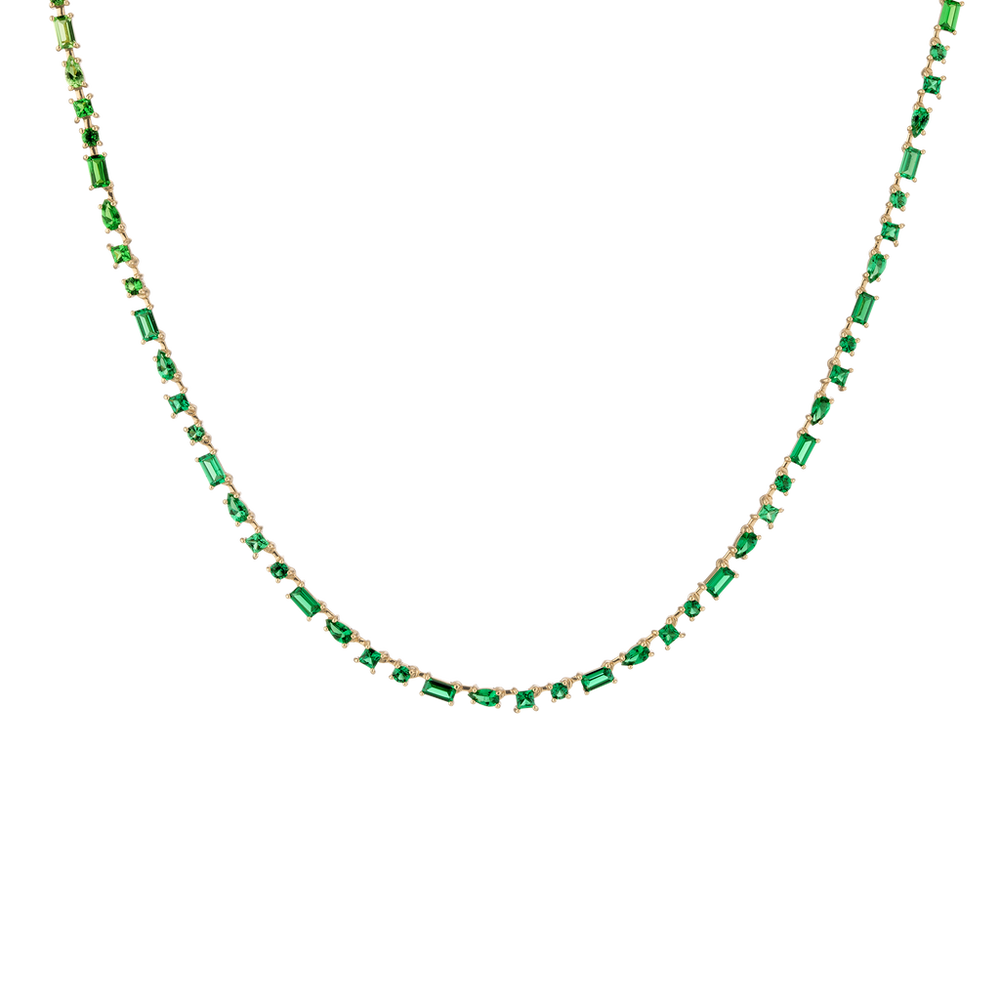 Green Ombré Mosaic Tennis Necklace