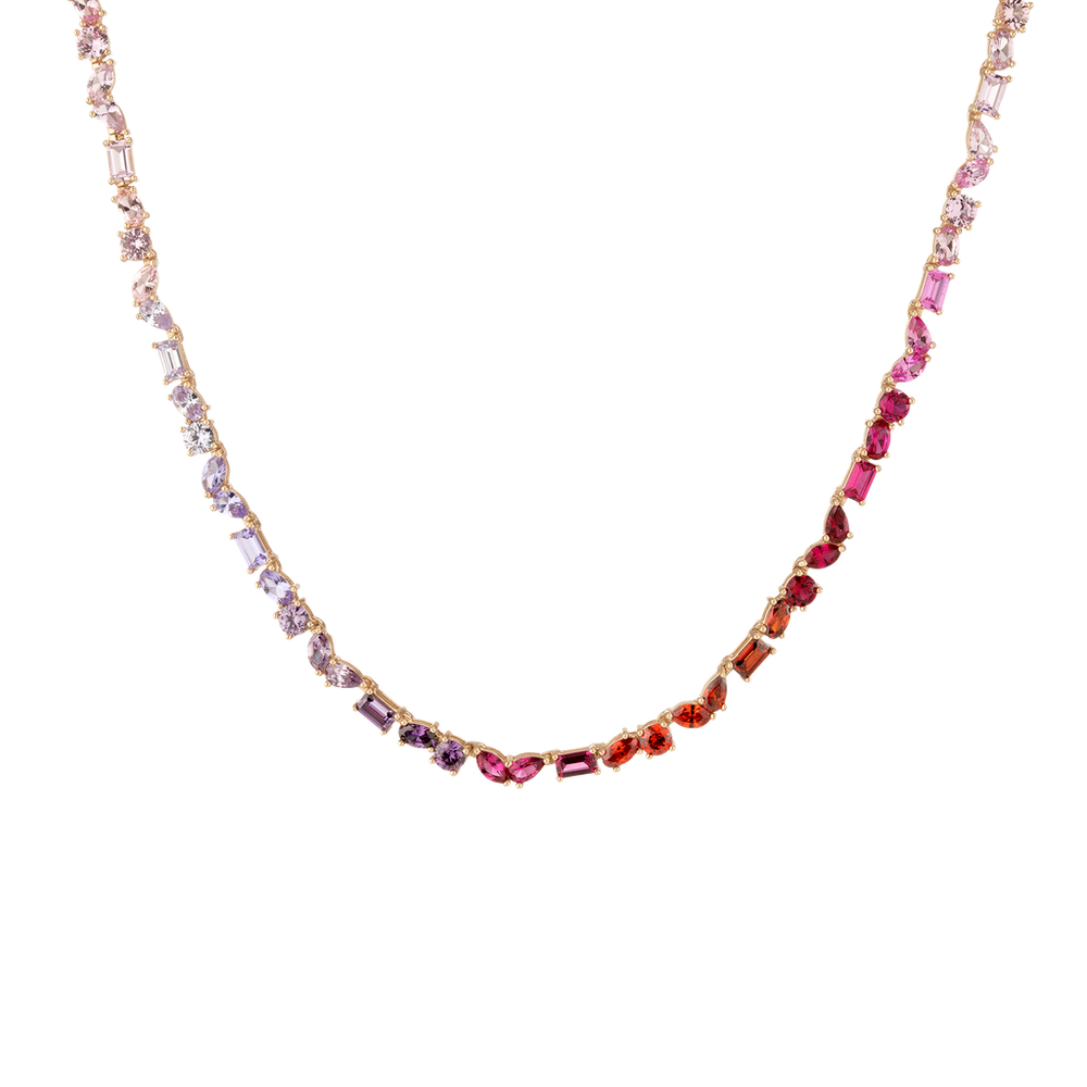 Pink Ombré Mixed Shape Tennis Necklace