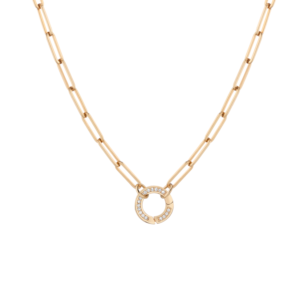 Paperclip Chain Charm Necklace - White Sapphire Bail