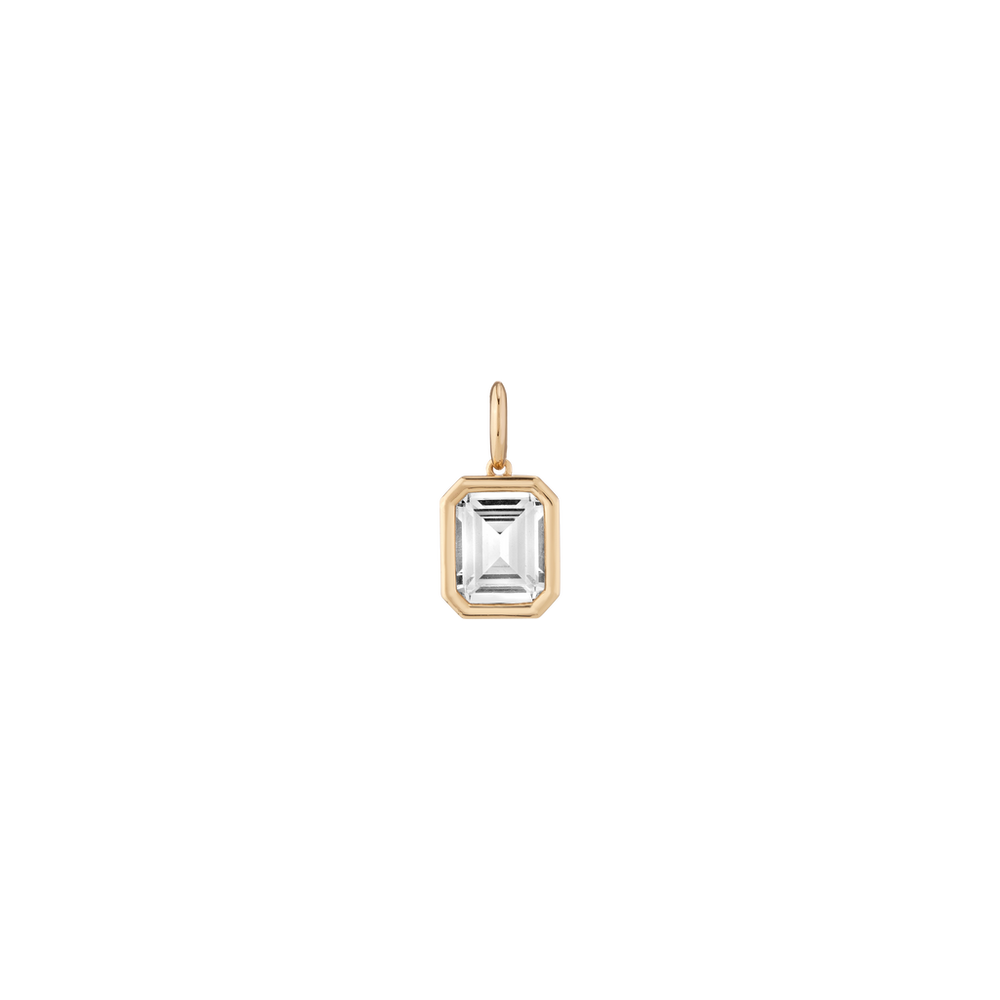 Emerald Lab Grown White Sapphire Bezel Pendant