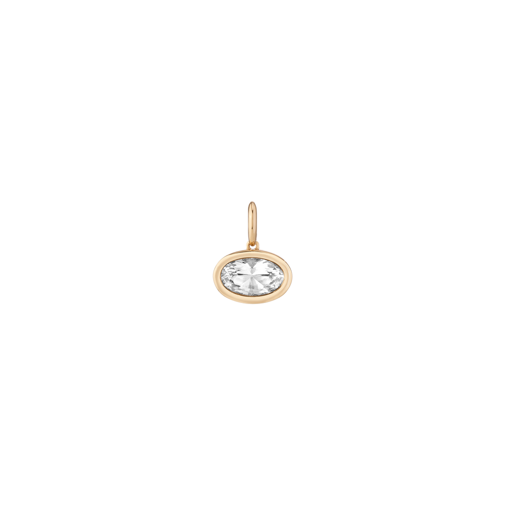 Oval Lab Grown White Sapphire Bezel Pendant