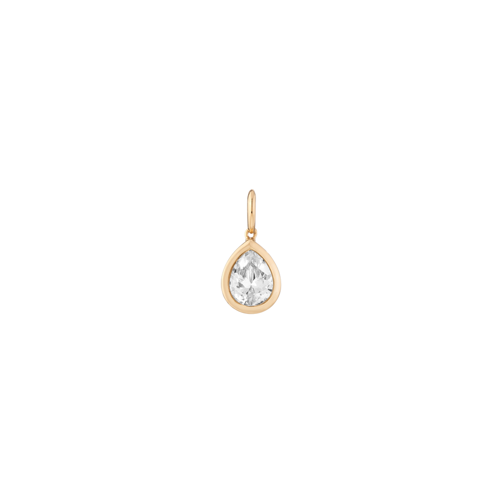Pear Lab Grown White Sapphire Bezel Pendant