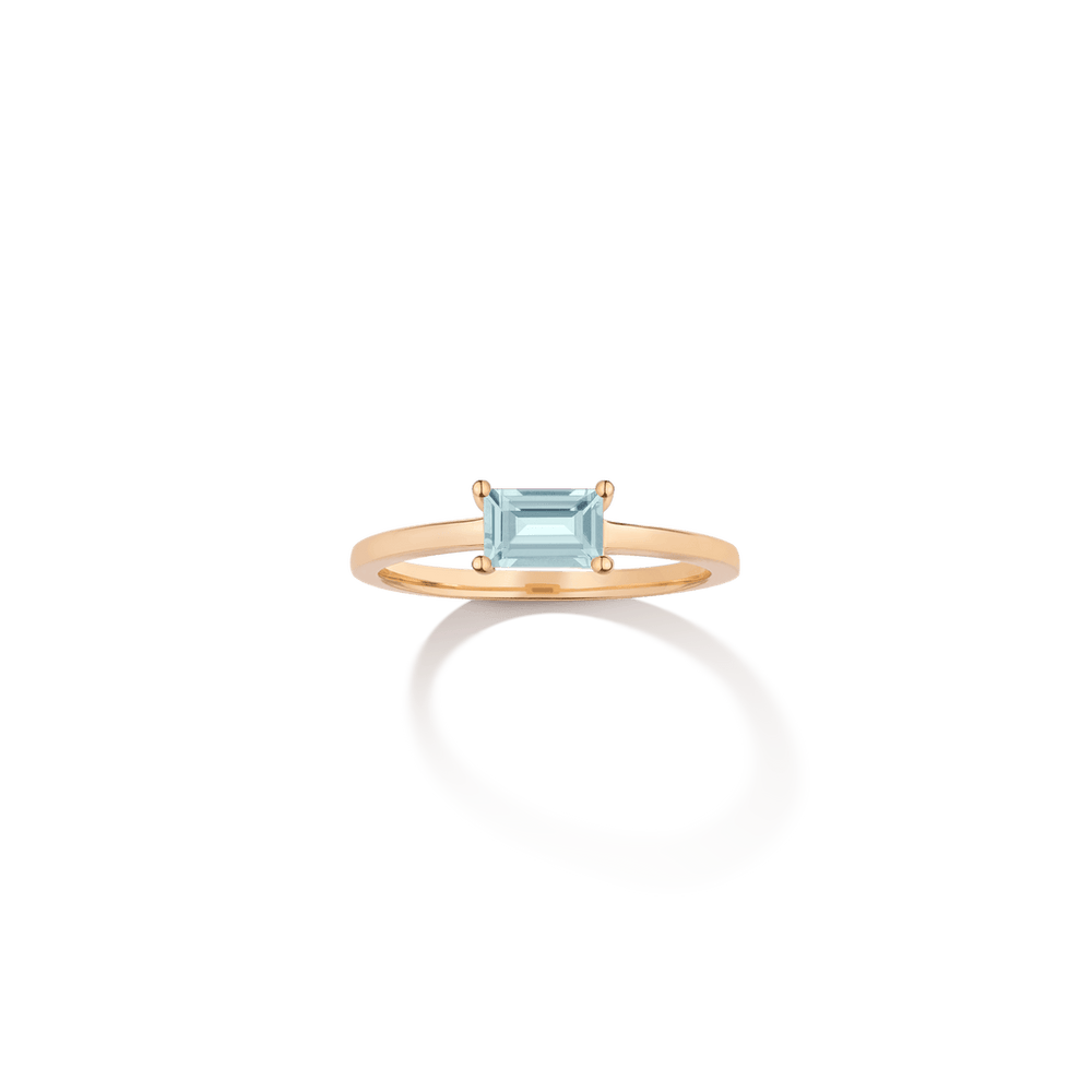 Birthstone Baguette Ring - Aquamarine