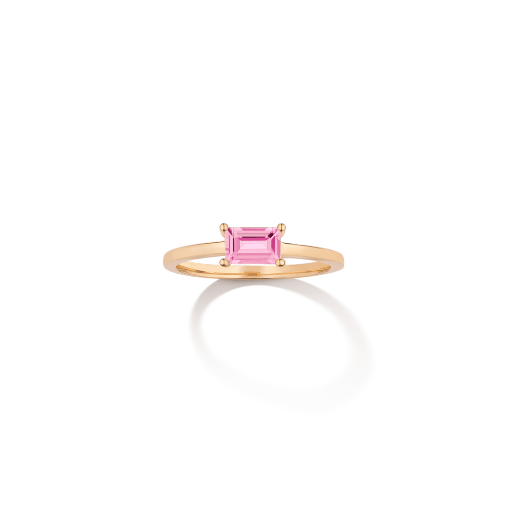 Birthstone Baguette Ring - Pink Tourmaline