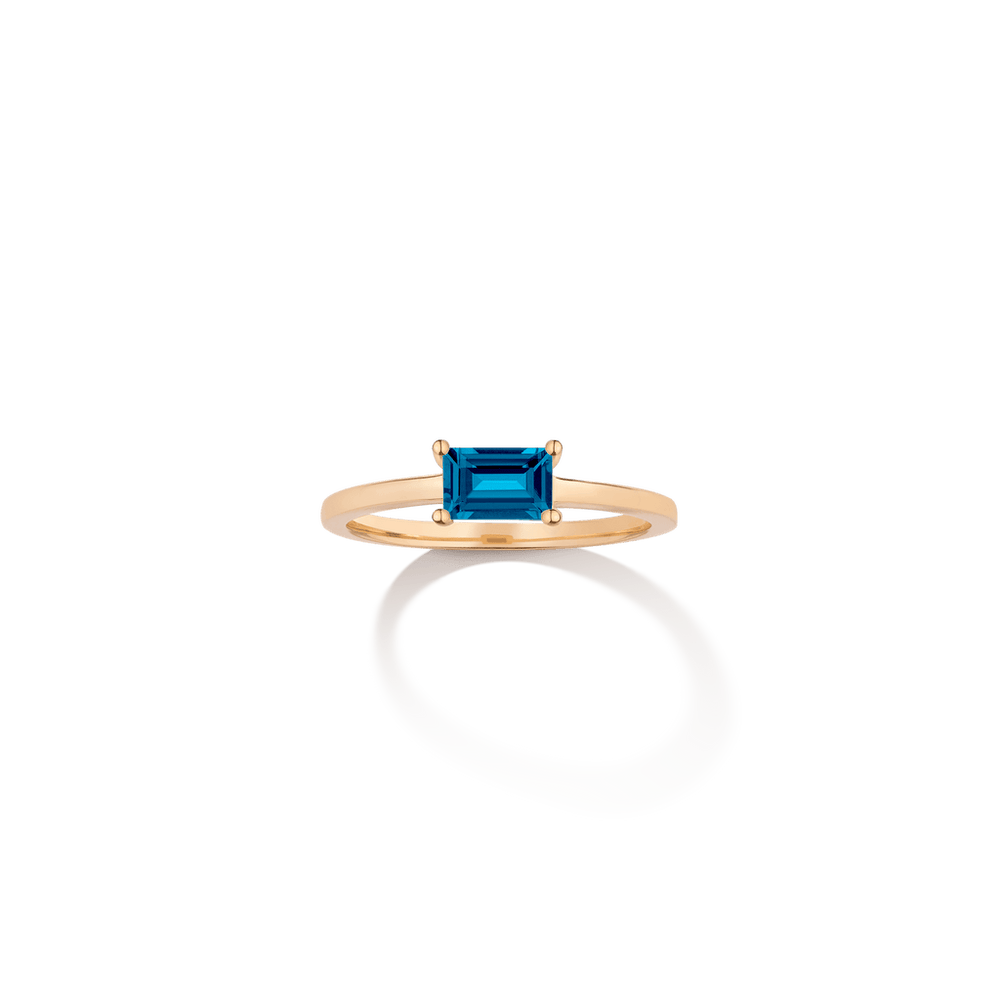 Birthstone Baguette Ring - London Blue Topaz