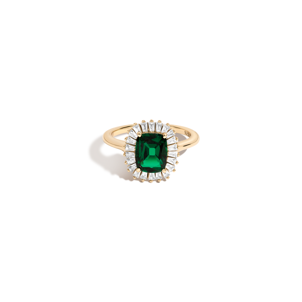 Lab Grown Green Emerald Alexandra Ring