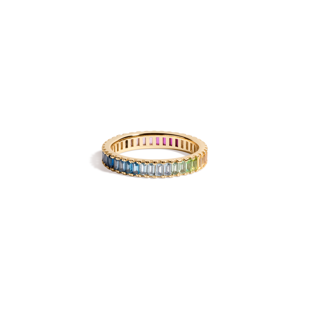 Ombré Rainbow Baguette Eternity Ring