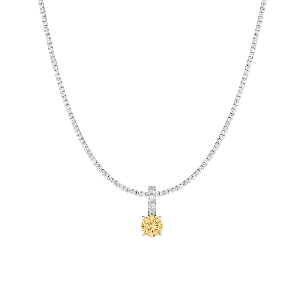 7ct Round Tennis Charm Necklace Set