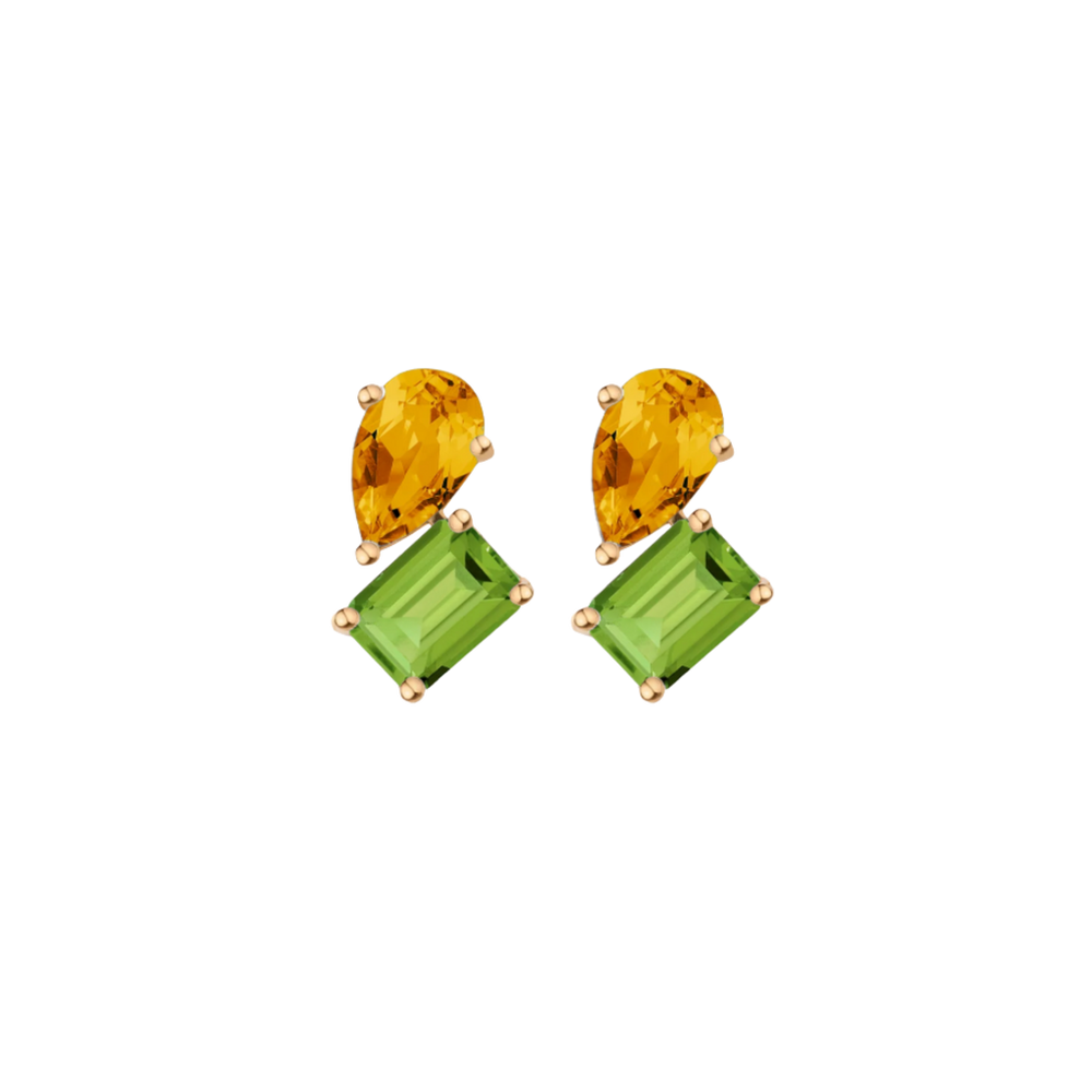 Toi et Moi Gemstone Heirloom Earring - Peridot & Citrine
