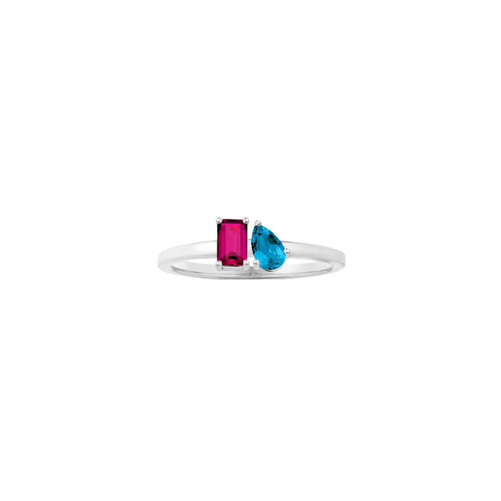 Toi et Moi Gemstone Mini Classic Ring  - Red Ruby & London Blue Topaz