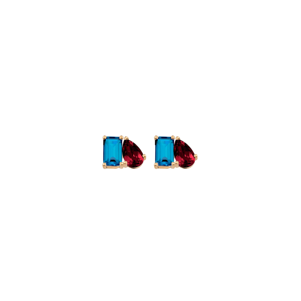 Toi et Moi Gemstone Mini Classic Earring - London Blue Topaz & Garnet