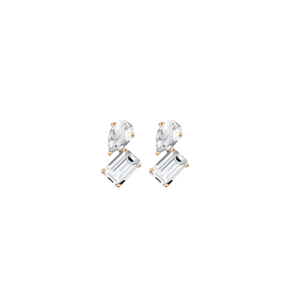 Toi et Moi Gemstone Mini Heirloom Earring - White Topaz & White Topaz