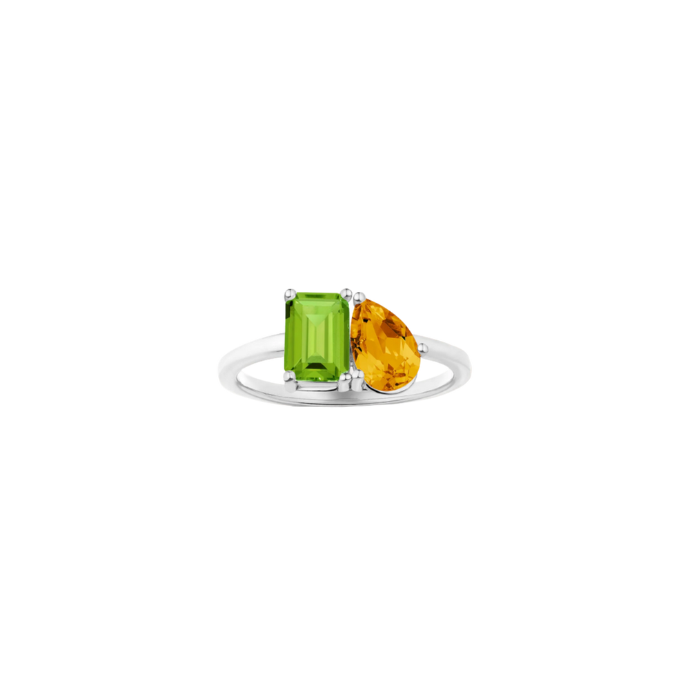 Toi et Moi Gemstone Classic Ring - Peridot & Citrine