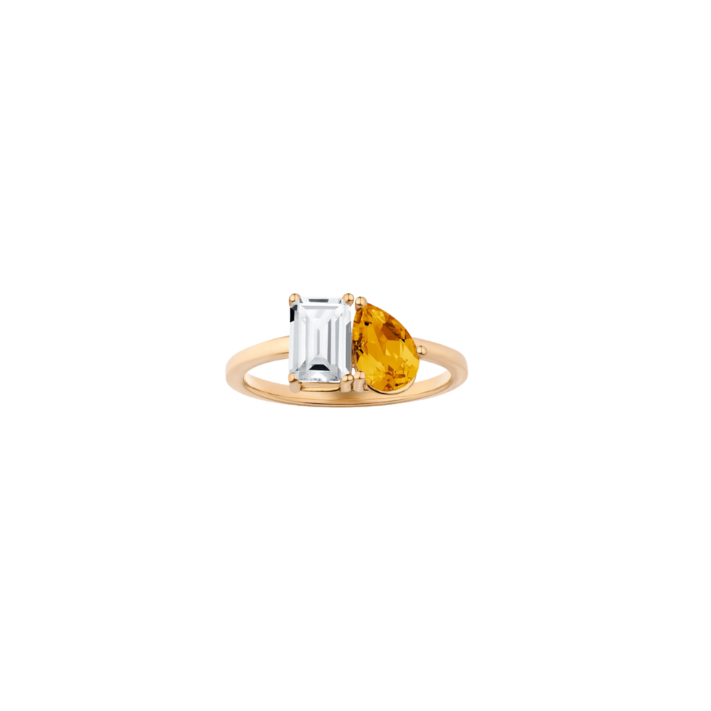 Toi et Moi Gemstone Classic Ring - White Topaz & Citrine