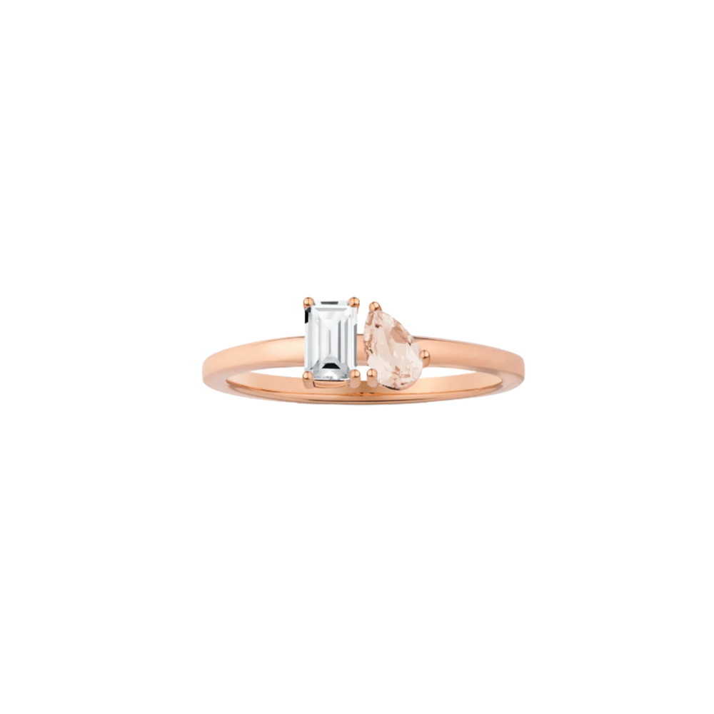 Toi et Moi Gemstone Mini Classic Ring - White Topaz & Morganite