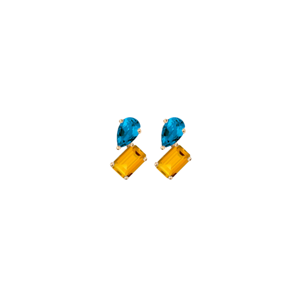 Toi et Moi Gemstone Mini Heirloom Earring - Citrine & London Blue Topaz