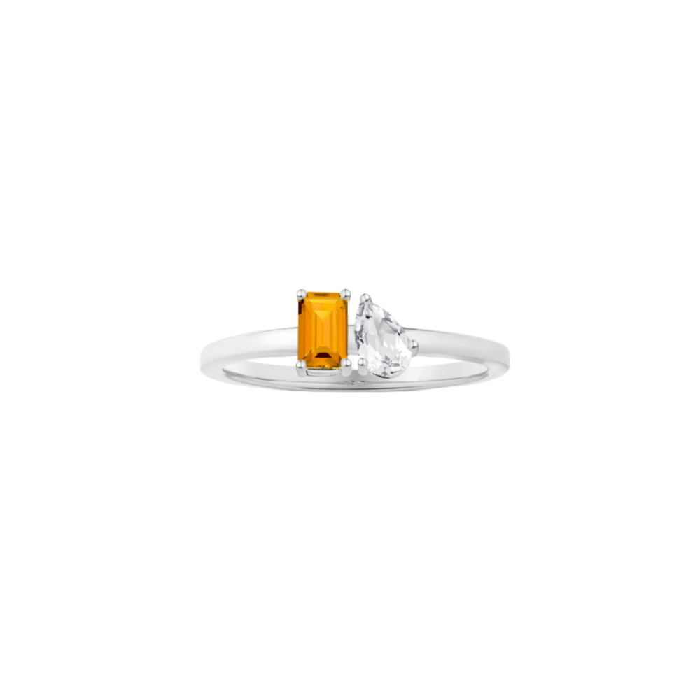 Toi et Moi Gemstone Mini Classic Ring - Citrine & White Topaz