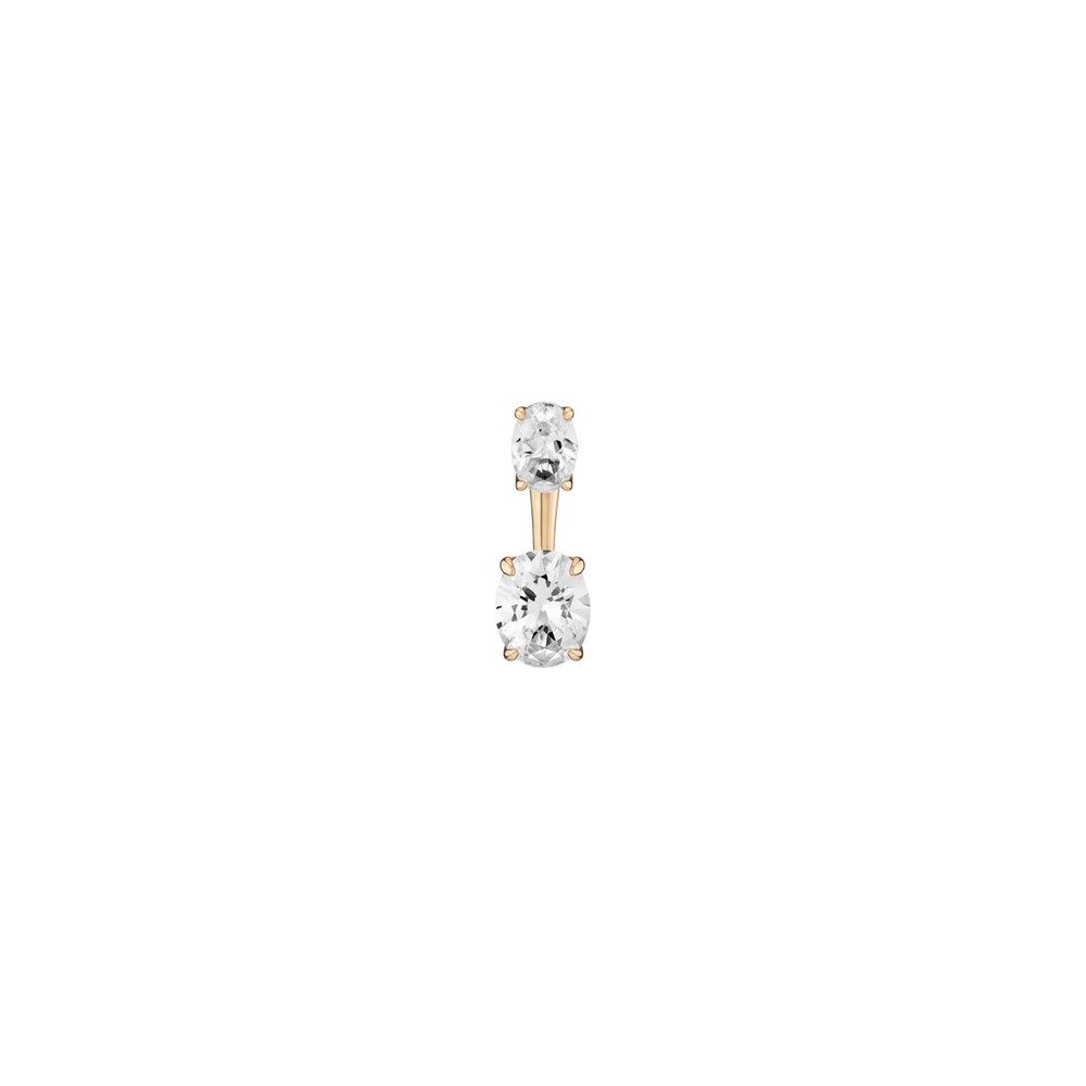 Lab Grown White Sapphire Ear Jacket - Oval Bottom Stone
