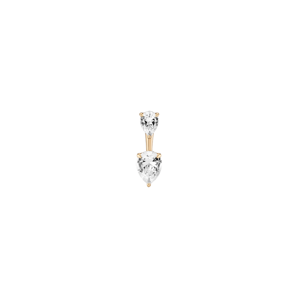 Lab Grown White Sapphire Ear Jacket - Pear Bottom Stone