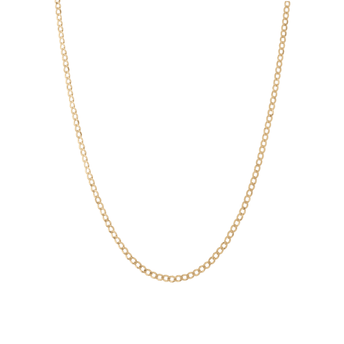 Medium Gold Curb Chain Necklace Vermeil 14K Yellow Gold 18in 22in First