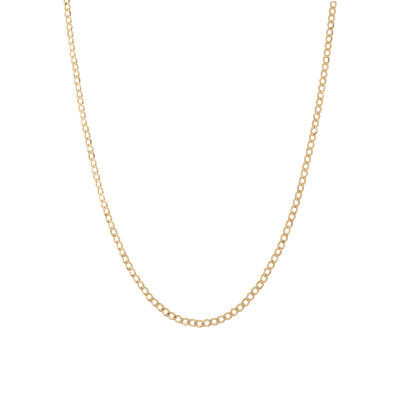 Medium Gold Curb Chain Necklace Vermeil 14K Yellow Gold 18in 22in First