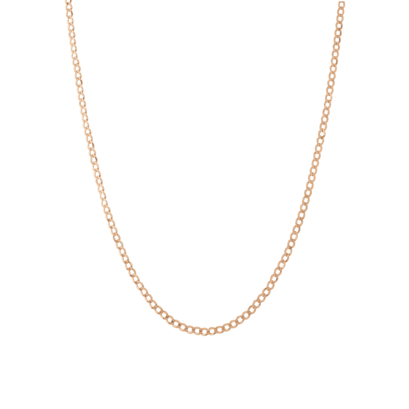 Medium Gold Curb Chain Necklace Vermeil 14K Rose Gold 18in 22in First